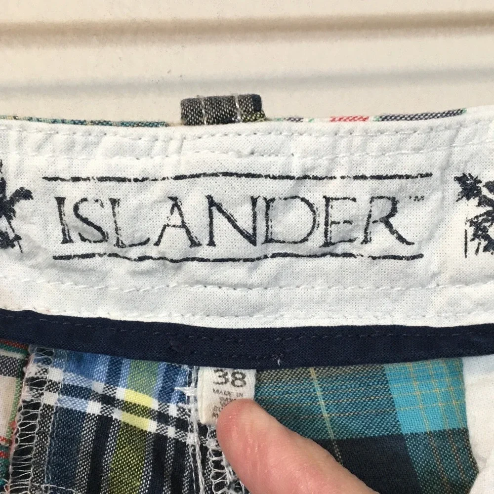 Islander Madras Patchwork Plaid Cargo Shorts‎ Men's Size 38